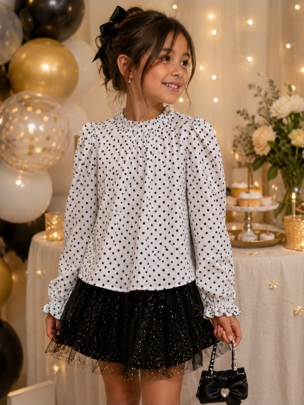 Zara White Polka Dot Puff-Sleeve Blouse New With Tags Size 8